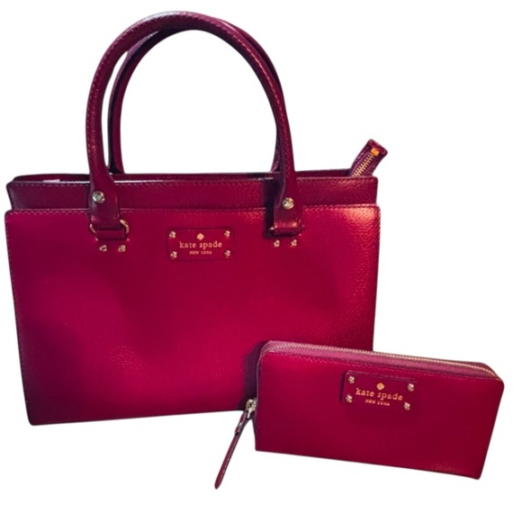 Kate Spade Wellesy Durham Fuchsia Hot Pink Tote w/Matching Wallet - Picture 1 of 14